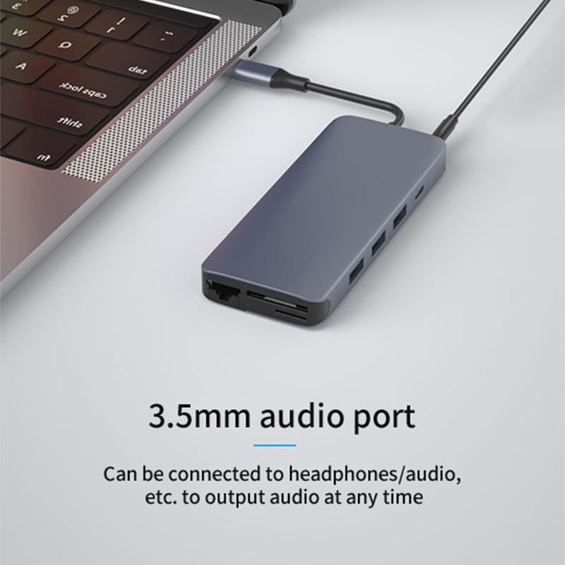 12-in-1 Type C Hub With 4K HDMI Port,  Ethernet,100W PD USB-C Power Delivery, 3 USBA 3.0 Ports, 3 USBA 3.0 Ports,SD/TF Card Reader,3.5Audio, For MacBook And Other Type C Laptops